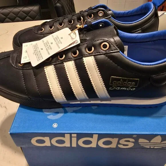 adidas Originals Samba 62 IH8603 Core Black Cloud White Blue Bird Men Shoes 10 - Picture 2 of 13